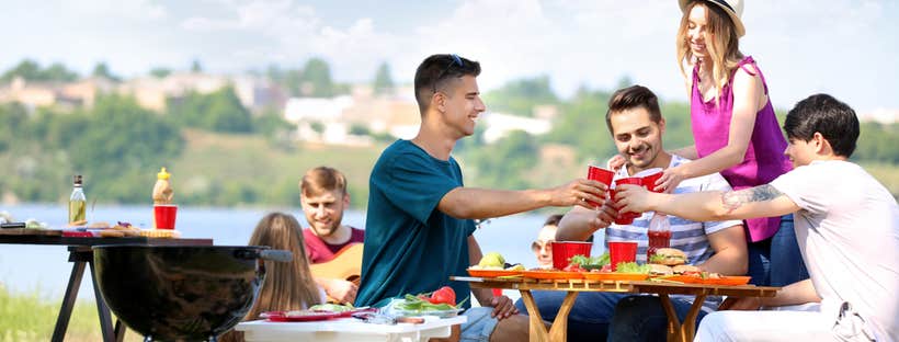 Friends having a BBQ party