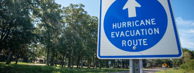 Hurricane evacuation route sign