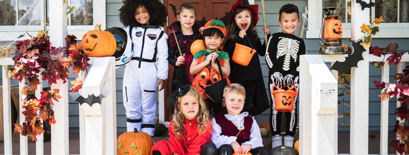 Children in Halloween costumes