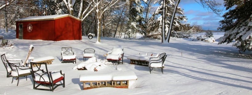 Snow covered backyard