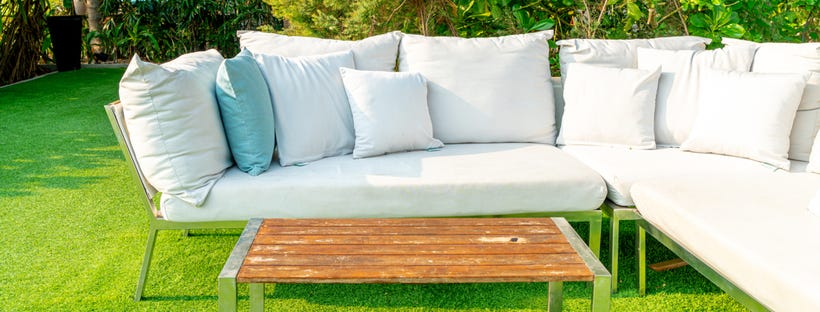 Outdoor sofa in a lawn