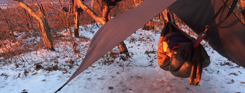 Winter camping with hammock