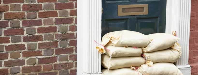 Sand bags in front of door