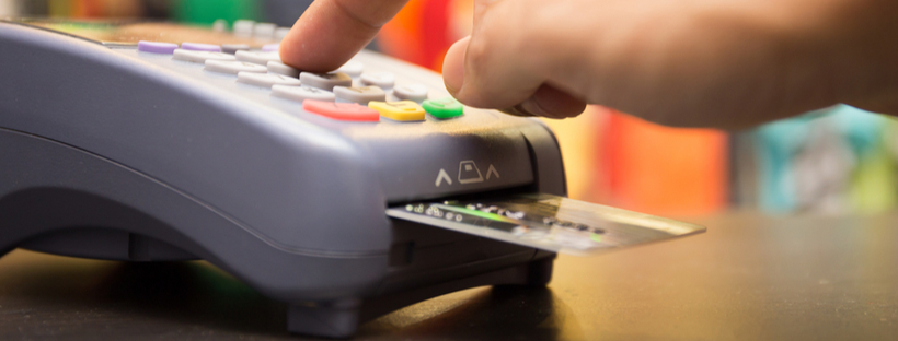 Payment being processed through card machine