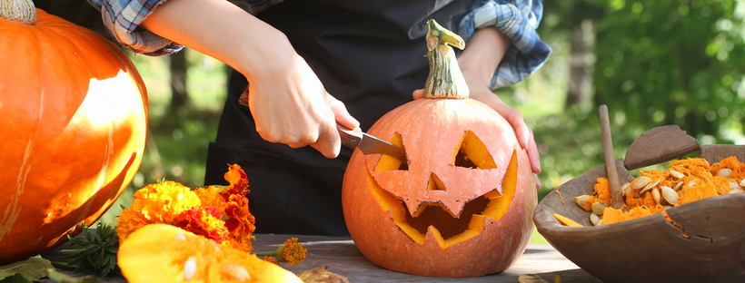 Carving pumpkin for halloween