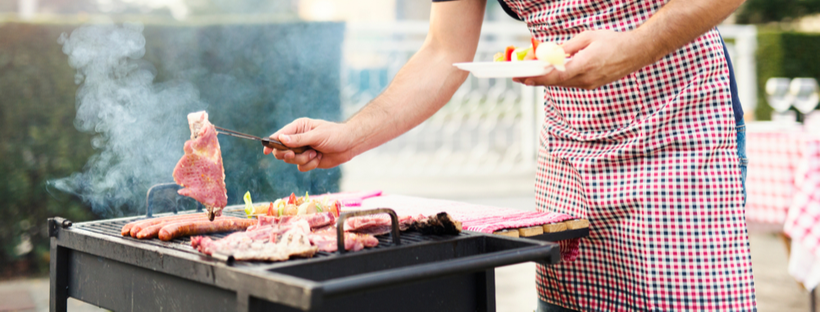 Laying meat on grill