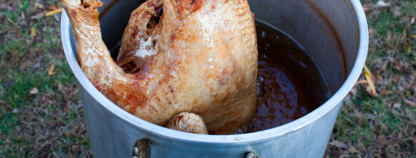 Whole Turkey being fried